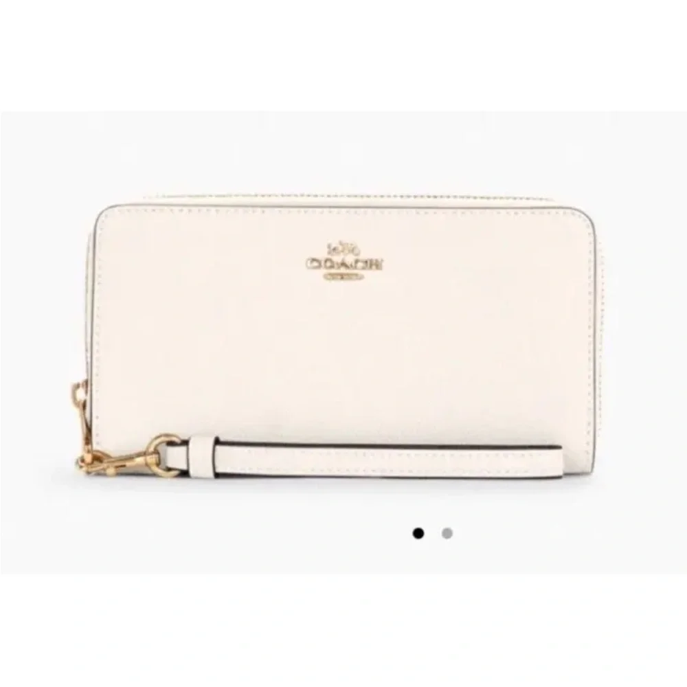 New Coach C3441 Long Zip Around Crossgrain Leather Wallet Chalk